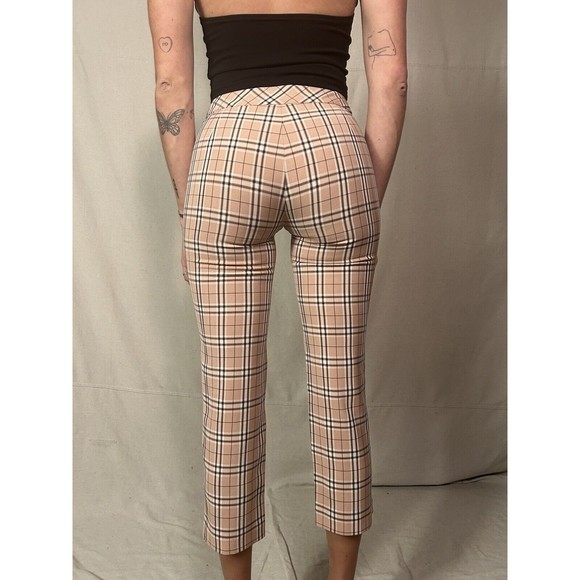 VTG Y2k Gray baribe Pink Plaid Mid Rise Trousers Pants Slacks Emo Goth Grunge - Picture 5 of 10